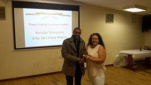 BWIPCC awards - Ricardo Thompson 2nd team bowling 5 wickets